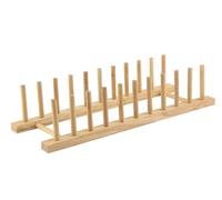 apollo THE HOUSEWARES BRAND Wooden Dish Drainer, Tableware Kitchen Plate Cupboard Organiser, Storage For Cups, Pan and Pot Lids, Cutting Boards, Books, Wine Glass or Tumblers, 10 Slots, 40cm