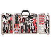 Apollo Tools 161 Piece Complete Household Tool Set with 3.6 Volt Lithium-Ion Cordless Screwdriver and Most Needed Hand Tools Selection for Boats, Vehicle and Garage - Red - DT0739