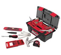 Apollo Tools 53 Piece Household Tool Set Includes Tools and Tool Box with a Selection of Most Needed Tools for Basic DIY Repairs, Maintenance and Crafts - Red