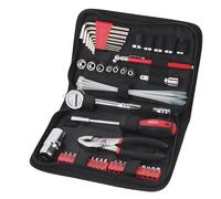 Apollo Tools 56 Piece Compact SAE Auto Tool Set in Zippered Case, Small Mechanic Tool Set for Car Emergency, Motorcycle Repair on the Road, Great for Travel Tool Needs - Red - DT9774