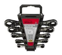 Apollo Tools DT1212 SAE Ratcheting Wrench Set, 5-Piece, Black