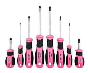 Apollo Tools Pink 8 Piece Essential Screwdriver Set - DT5018P