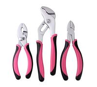 Apollo Tools Set of 3 Pliers for DIY Repairs and Maintenance Projects, Crafts, Jewelry-Making, Plumbing, Toy, Electronic and Small Engine Work - Pink Ribbon - Pink- DT5008P