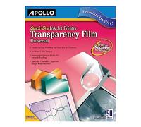 Apollo Transparency Film for Inkjet Printers, Universal, Quick Dry, 50 Sheets/Pack (VCG7033S)