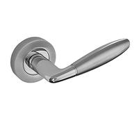 Apollo Twin Finish Door Handle Lever On Rose - Polished Chrome/Satin Chrome