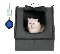apollo walker Portable Cat Travel Litter Box with Zipped Waterproof Bag,No Collapse with Hard Base Insert at Bottom, No Leakage, No Smell, Easy to Carry, Easy to Use in Hotels, Car Black