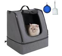 apollo walker Portable Cat Travel Litter Box with Zipped Waterproof Bag,No Collapse with Hard Base Insert at Bottom, No Leakage, No Smell, Easy to Carry, Easy to Use in Hotels
