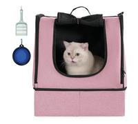 apollo walker Portable Cat Travel Litter Box with Zipped Waterproof Bag,No Collapse with Hard Base Insert at Bottom, No Leakage, No Smell, Easy to Carry, Easy to Use in Hotels