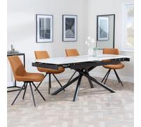 Apollo White Ceramic Extending Dining Set - Boden Orange Fabric Swivel Dining Chair