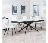 Apollo White Ceramic Extending Dining Set - Darwin Cream Fabric Dining Chair
