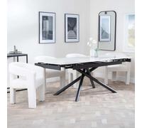 Apollo White Ceramic Extending Dining Set - Kiefer Cream Boucle Fabric Dining Chair