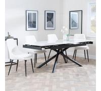 Apollo White Ceramic Extending Dining Set - Peyton Cream Fabric Dining Chair