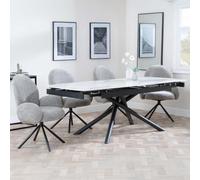 Apollo White Ceramic Extending Dining Set - Theo Dark Grey Fabric Swivel Dining Chair