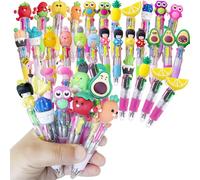 ApollOptimum 32 PCS Multicoloured Pens Set, 4-in-1 Ballpoint Pens for Kids, Mini Retractable Cute Animal Pens, Novelty Pens, Party Bag Fillers, Class Gifts for Children