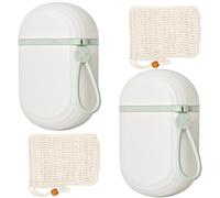 ApollOptimum 4 Pcs Soap Box Travel,2 Frosted Soap Dish with Lid and Lanyard + 2 Soap Bags for Shower,Leakproof Waterproof Soap Dish,Soap Box & Soap Bag for Travel, Bathroom,Camping,Gym(White)