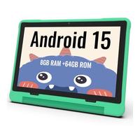 ApoloMedia Kids Tablet, 10.1 Inch HD Android 15, 64GB Storage, 8GB RAM, Eye Protection Mode, 10-Hr Battery, Parental Shockproof Case - Tablet for Kids (Green)