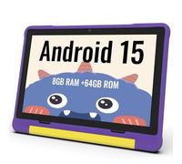 ApoloMedia Kids Tablet, 10.1 Inch HD Android 15, 64GB Storage, 8GB RAM, Eye Protection Mode, 10-Hr Battery, Parental Shockproof Case - Tablet for Kids (Purple)