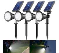 APOMAO Solar Spot Lights Outdoor, 36 LEDs 1000LM Adjustable Solar Lights Outdoor Waterproof, 2-in-1 Solar Powered Spotlights Landscape Lighting for Garden, Yard, Pathway- 4 Pack (Cool White)