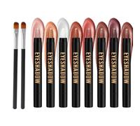 APOMOONS 10 Pcs Eyeshadow Stick Set, Cream Eyeshadow Sticks with 2 Makeup Brushes, Multi Colour Shimmer Eye Shadow Pencil, Waterproof Smudge Proof Twist Up Eye Make-up for Women and Girls