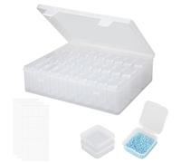 APOMOONS 30 Grids Diamond Painting Storage Boxes, Clear Plastic Bead Art Storage Organizer Case with Lid, Diamond Art Accessories Storage Containers Box and Labels for Beads Diamonds and Small Items