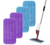 APOMOONS 4 Pack Reusable Mop Refill Pads for Flash Powermop,Machine Washable Microfibre Floor Mop Pad Refills, Mop Head Replacements for Multi Surface Wet & Dry Cleaning