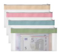 APOMOONS 4 Pcs Money Wallet for Cash, Money Pouches Money Bags with Zipper, Clear Plastic Waterproof Money Cash Envelopes for Check Receipt Organizer Tool Pouch