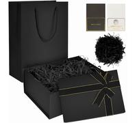 APOMOONS Black Gift Box with Lid, 22.5 x 16 x 8.5 cm Rectangular Birthday Gift Box with Ribbon Gifts Boxes Black Bags, Birthday Gifts Boxes for Wedding Birthdays Christmas Anniversary