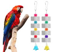 APOMOONS Pack of 2 Bird Chew Toys with Bell, Bird Toy with Bells, Bird's Beak Sharpening Stone, Parrot Toy, Parrot Nibbles, for Cockatiels, Budgies, Hamsters, Rabbits
