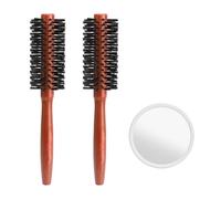 APOMOONS Pack of 2 Small Round Hair Brushes with Small Mirror, Round Brush Small Round Brush for Blow-Drying, Portable Hair Dryer Brush, Round for Blow-Drying for Drying, Styling, Curling