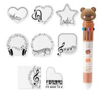 APOMOONS Pack of 8 Sticky Notes Music Theme with 10-in-1 Multicoloured Ballpoint Pen, Note Pad, Sticky Notes, Sticky Notes Set, Self-Adhesive Music Notes for School Offices, To-Do Lists, Gift