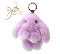 APOMOONS Plush Bunny Keychain Cute, 15 cm Plush Rabbit Keychain Soft Rabbit Faux Fur Keyring Fluffy Pompom Cute Key Pendant Chain, Charm Ring Keyfob for Handbag Purse Cellphone Car Decoration (Purple)