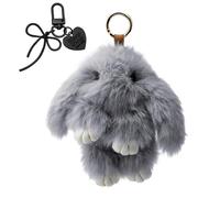 APOMOONS Plush Bunny Keychain Cute, 15 cm Plush Rabbit Keychain Soft Rabbit Faux Fur Keyring Fluffy Pompom Cute Key Pendant Chain, Charm Ring Keyfob for Handbag Purse Cellphone Car Decoration (Gray)