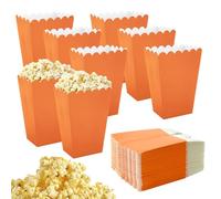 APOMOONS Reusable Popcorn Boxes, 50 Pack, Orange, Paper, Cardboard Construction, Fold Top, Perfect for Snacks, Parties, Cinemas