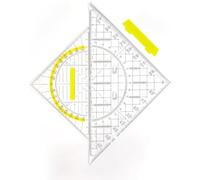 APOMOONS Set Square with Handle Set Square and 1 Ruler 15 cm Transparent Geometry Set with Non-Slip & Lightweight Ideal for School, Students, Mathematics Lessons and Drawing
