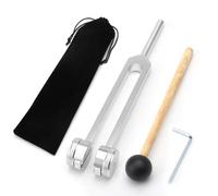 APOMOONS Tuning Fork 128 Hz Aluminium Alloy Tuning Fork with Silicone Hammer and Bag Non-Magnetic Body Weighted Tuning Fork Tuning Forks for Healing C-128 Frequency Sound Therapy Tool Set