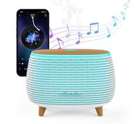 APOMOTOT 2-in-1 BT Speaker & Ultrasonic Essential Oil Diffuser,Aromatherapy Diffuser Cool Mist Humidifier with 7 Colors Lights for Large Room Home Office,400ml(White+Wooden Grain)