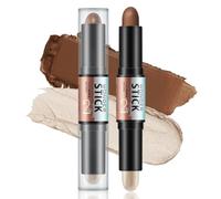 Apooliy 2pcs 2-in-1 Cream Contour & Highlighter Sticks,Non-Greasy Bronzing and Illuminating Makeup,Sculpt 3D Effects,Easy-Blend Contour Pen,High Pigment