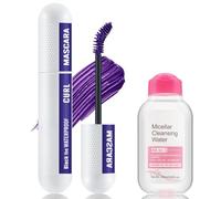 Apooliy Colorful Mascara and Makeup Remover Set,Smudge-Proof Black Mascara,Blue Purple Long lasting Charming Voluminous
