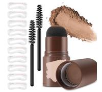 Apooliy Eyebrow Stamp Stencil Kit with 10 Eyebrow Stencils,2 Brush,Long-lasting Eyebrow Powder,Waterproof & Smudge-Proof