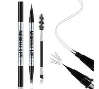 Apooliy Waterproof Eyebrow Pen, Dual-Ended 2 Forks Microblading Brow Pen and Brush Set, Ultra-Precise Liquid Eye Brow Pencil, Eyebrow Makeup Pencil for Women