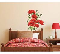 Aport Presents Flowers Red Poppy With Buds' Wall Sticker (Pvc Vinyl, 50 Cm X 70 Cm) #Aport-SR-106