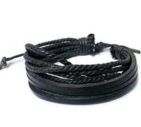 Aport Presents Latest Collection Multi-Layer Leather Bracelet/Wrist Band/Friendship Band for Mens & Boys (Black) #Aport-2178