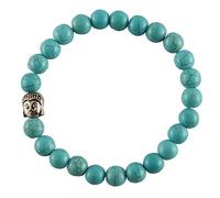Aport Presents Natural Firoza/Turquoise Crystal Reiki Stone 8 Mm Beads Charm Bracelet with Buddha for Men and Women #Aport-507