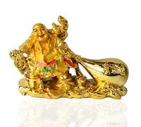 Aport Presents Porcelain Feng Shui Laughing Buddha(Golden, 7X5.5Cm) #Aport-042