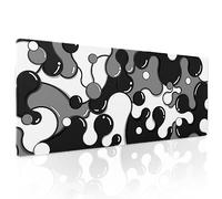 aportt Black White Grey Mouse Pad XL Anime Cool Geometric Japanese Extended Desk Mat 80X30cm Non-Slip Rubber Base Stitched Edge Large Mousepad for Desk Gaming Laptop Desktop,31.5×11.8 Inch