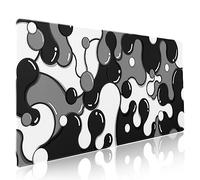 aportt Black White Grey Mouse Pad XXL Anime Cool Geometric Japanese Extended Desk Mat 90X40 CM Non-Slip Rubber Base Stitched Edge Large Mousepad for Gaming Laptop Computer Desktop 35.4×15.7 Inch