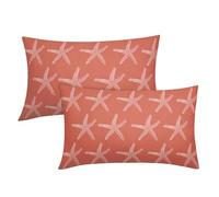 aportt Coral Starfish Lumbar Pillow Covers 12X20 Inch Coastal Beach Nautical Couch Pillow Cases Summer Ocean Cotton Linen Throw Pillows Set of 2 Home Decor for Living Room Bedroom Cushion Outdoor