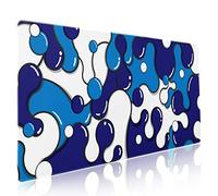 aportt Navy Blue White Mouse Pad Anime Cool Geometric Japanese Extended Desk Mat 90X40 CM Non-Slip Rubber Base Stitched Edge Large XXL Mousepad for Gaming Laptop Computer Desktop 35.4×15.7 Inch