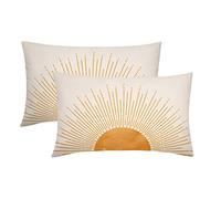 aportt Sun Sunrise Sunshine Lumbar Pillow Covers 12X20 Inch Sunset Boho Abstract Rectangular Cases Mustard Yellow Bohemian Throw Pillows Set of 2 Beachy Room Decor Aesthetic For Couch Sofa Bed Dorm