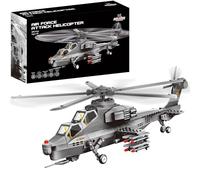 Apostorphe Games Attack Helicopter Air Force Building Block Set - 272-Pcs Helicopter Building Toys Set - Building Block Plane Toy for Kids Older Than 10 and Adults - Compatible with All Bricks